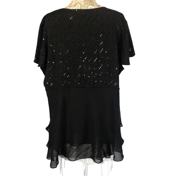 Dressbarn plus collection formal 2 piece outfit black short sleeves  size 24 - Picture 4 of 13